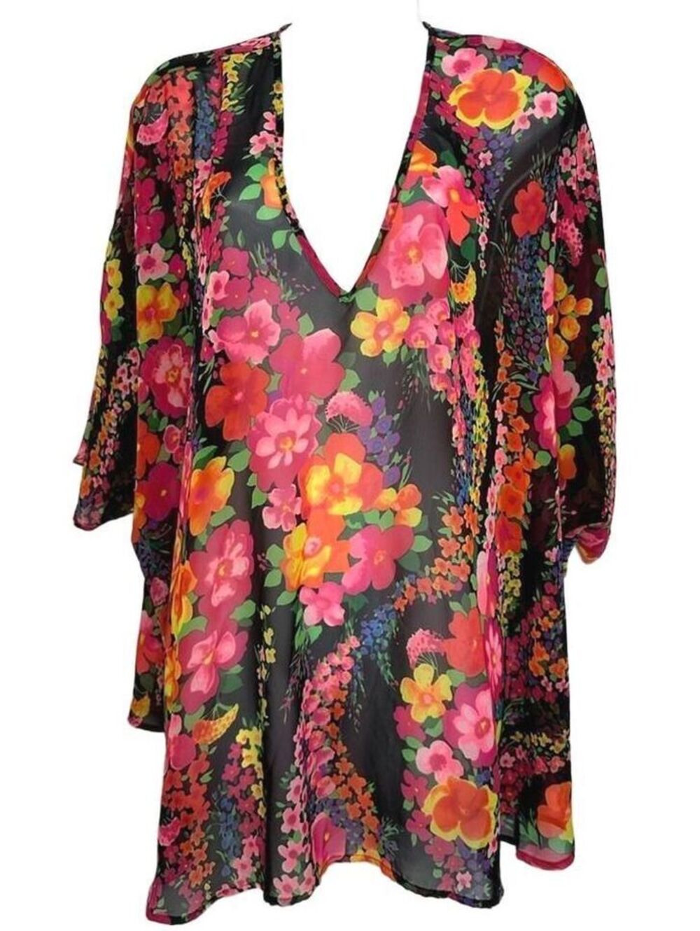 Show Me Your MuMu Jamie Tunic Dress in Fuorescent Floral Size Small, Rare, Fun